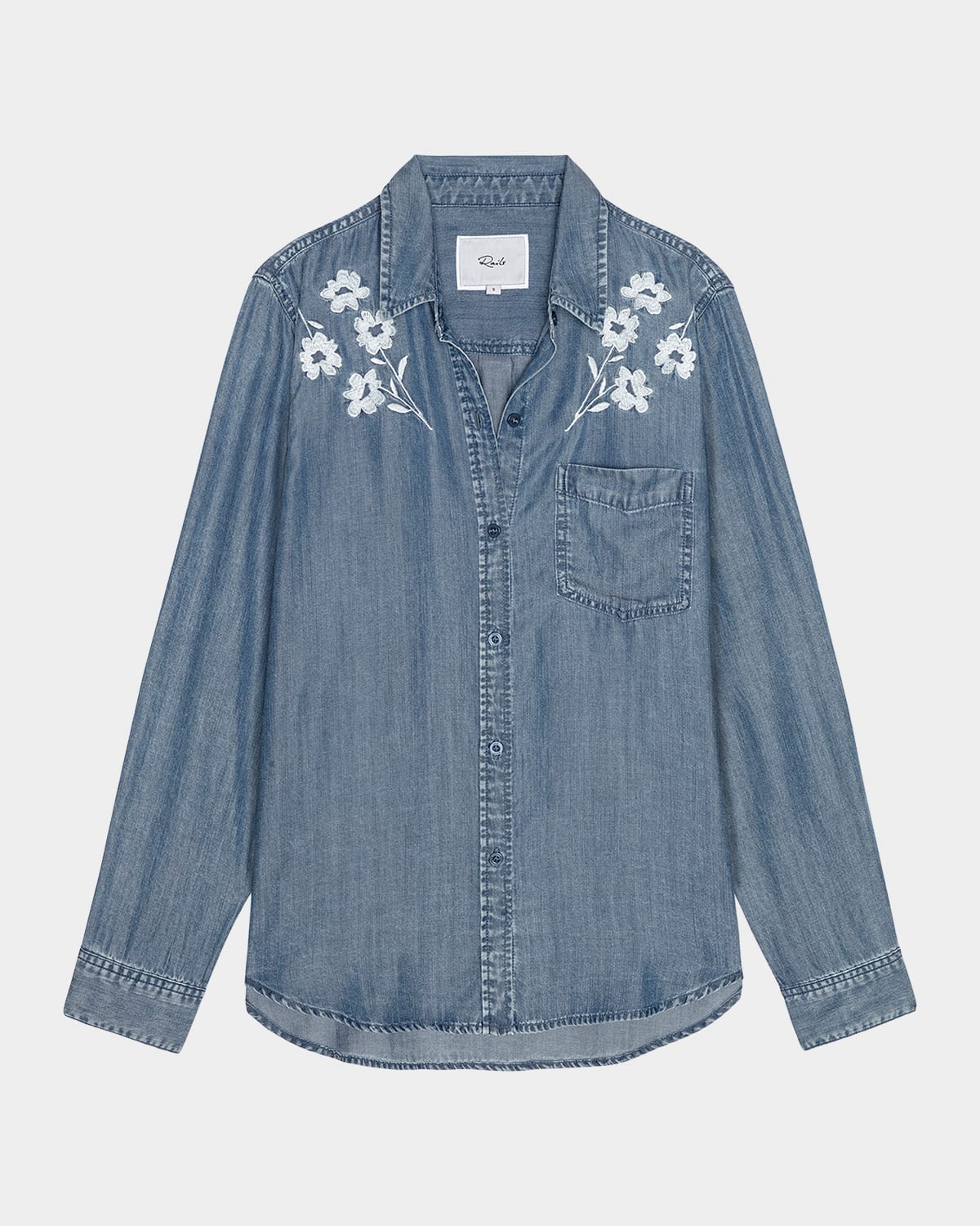 Rails Ingrid Flower-Embroidered Denim Shirt