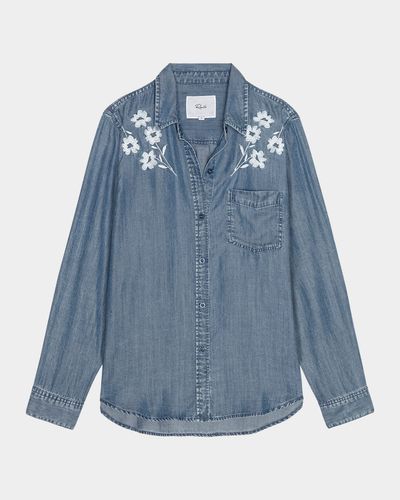 Rails Ingrid Flower-Embroidered Denim Shirt