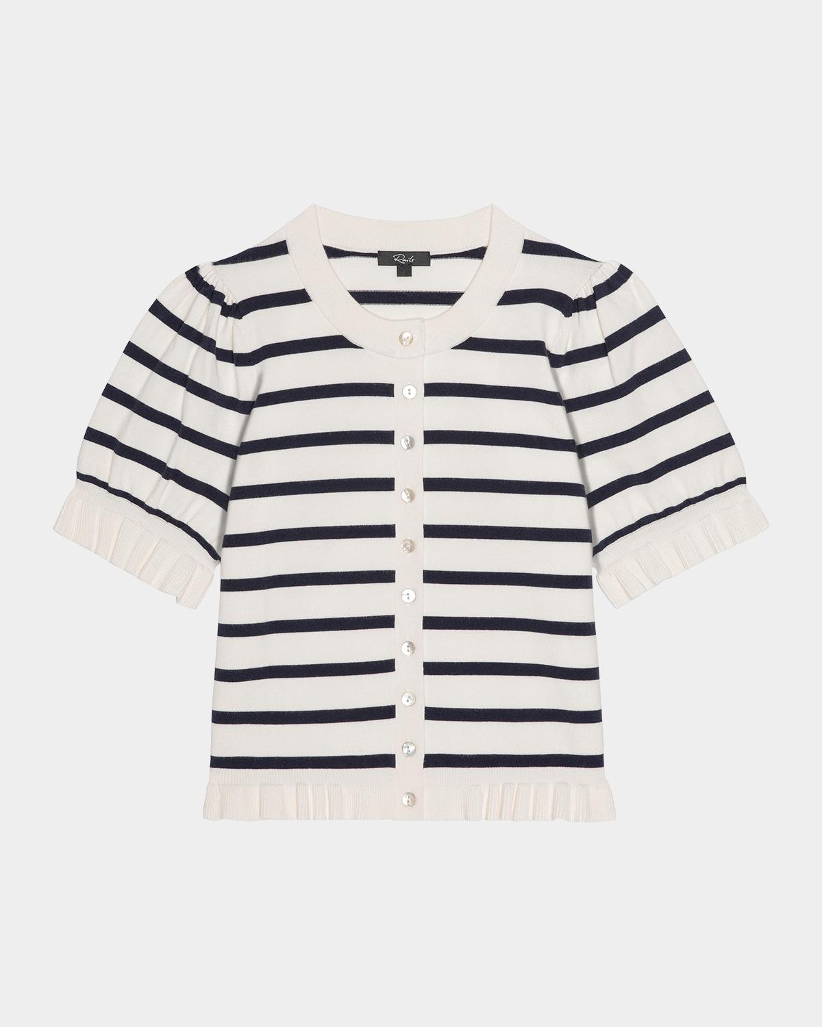 Rails Lora Striped Ruffled-Trim Cardigan