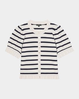Rails Lora Striped Ruffled-Trim Cardigan