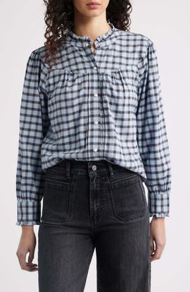 Rails Rails Alanna Ruffle Check Organic Cotton Snap-Up Shirt