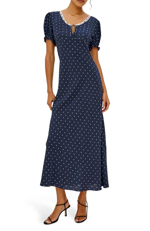 Rails Rails Allison Polka Dot Lace Trim Midi Dress