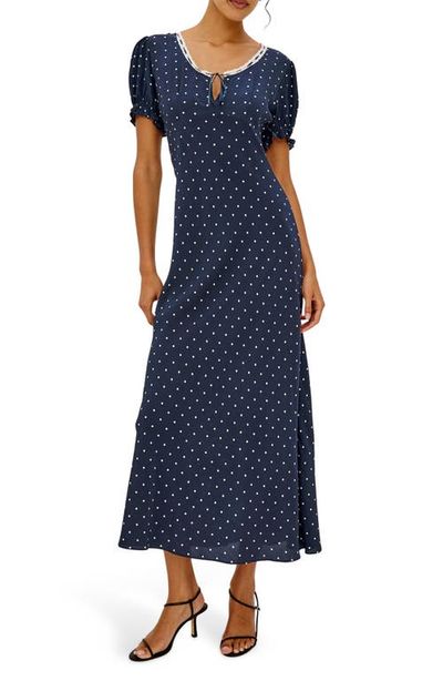 Rails Rails Allison Polka Dot Lace Trim Midi Dress