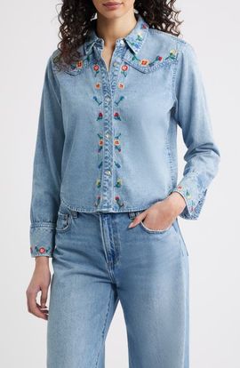 Rails Rails Bari Embroidered Western Chambray Button-Up Shirt
