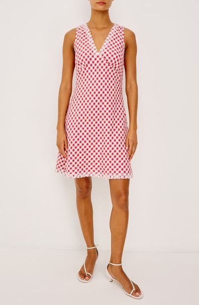 Rails Rails Bex Eyelet Embroidered Gingham Check Linen Dress