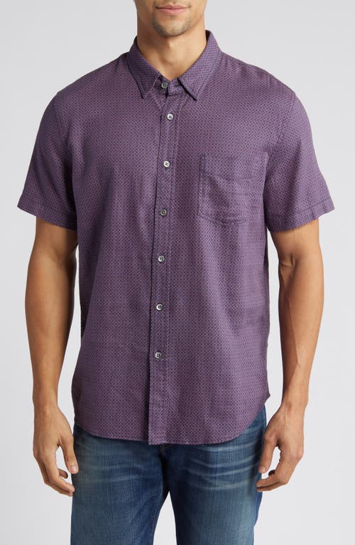Rails Rails Carson Geometric Print Short Sleeve Linen Blend Button-Up Shirt
