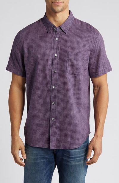 Rails Rails Carson Geometric Print Short Sleeve Linen Blend Button-Up Shirt