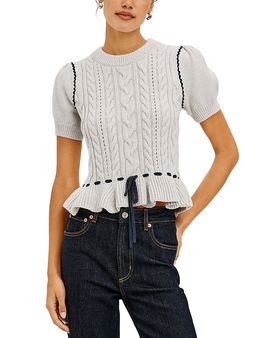 Rails Rails Chandi Cable Knit Ruffle Hem Sweater