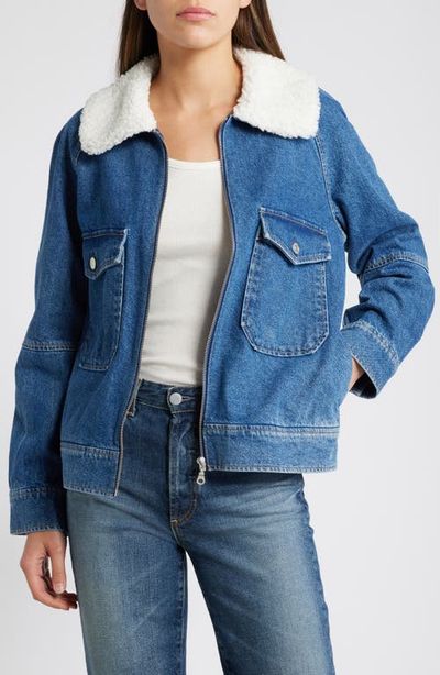 Rails Rails Cheyenne Faux Shearling Collar Denim Zip-Up Utility Jacket