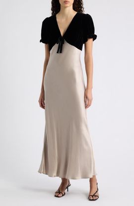Rails Rails Dory Colorblock Mixed Media Velvet & Satin Dress