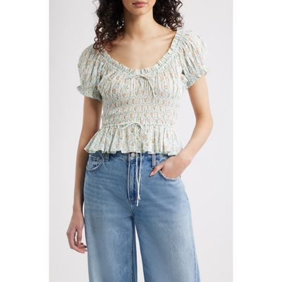 Rails Rails Serena Ditsy Floral Shirred Peplum Top