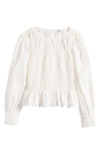 Rails Rails Tabi Eyelet Embroidered Smocked Cotton Top