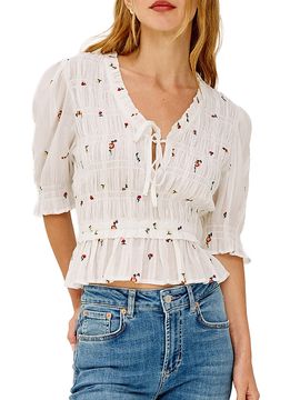 Rails Women's Fontaine Floral-Embroidered Cotton Top