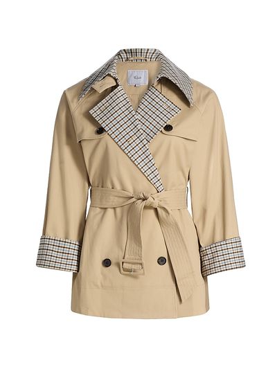 Rails Women's Lucien Plaid-Trim Stretch-Cotton Crop Trench Coat