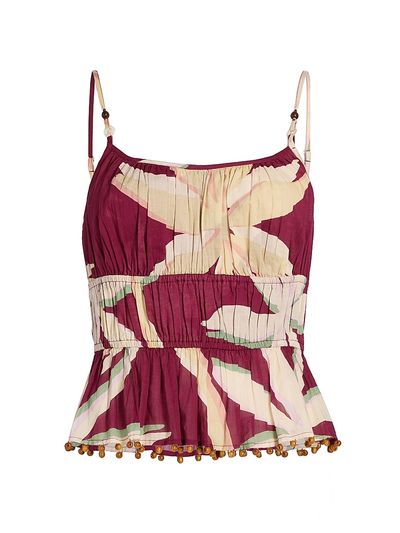 Rails Women's Theda Palm Print Cotton Peplum Crop Top