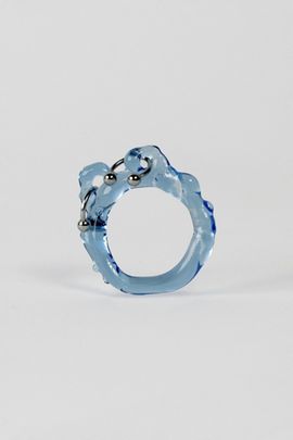 rain and rivers Rain and Rivers Handmade Double Pierced Glass Ring in Blue, Women's at Urban Outfitters