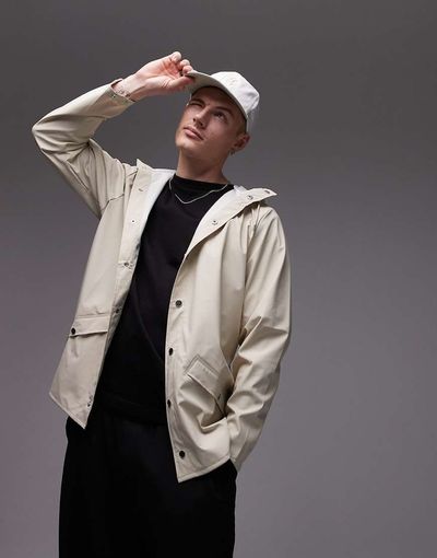Rains Rains 12010 waterproof short jacket in light stone-Neutral