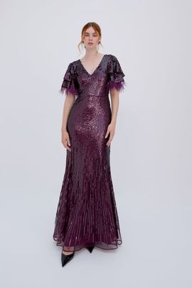 RAISHMA RAISHMA Selene Burgundy Gown