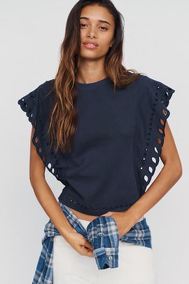 RAISONNEL 100% Cotton Cutwork Top