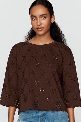 RAISONNEL 100% Cotton Eyelet Blouse