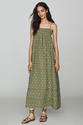 RAISONNEL 100% Cotton Smocked Midi Dress