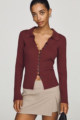 RAISONNEL Collared Long-Sleeve Sweater