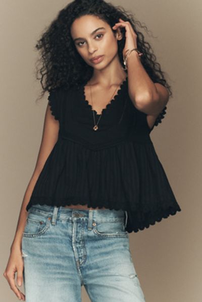 RAISONNEL Cotton Scalloped Swing Top