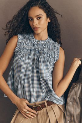 RAISONNEL Ruffle Sleeveless Swing Top