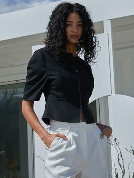 RAIVE Cropped Two-way Zip-up Jacket_Black (VW2MJ189-10)