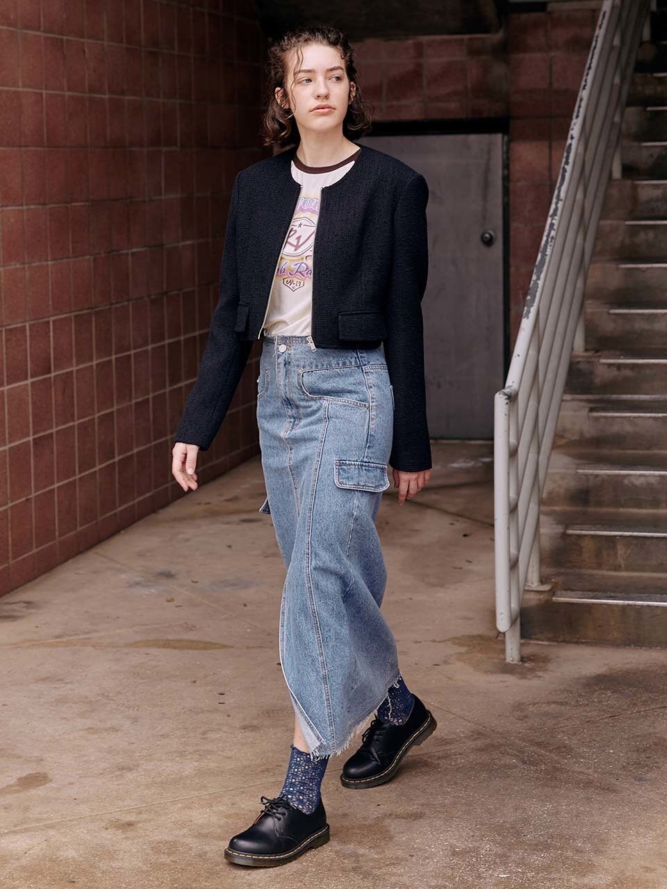 RAIVE Denim Midi Skirt_Blue