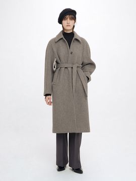 RAIVE Hidden Button Coat, Melange Grey