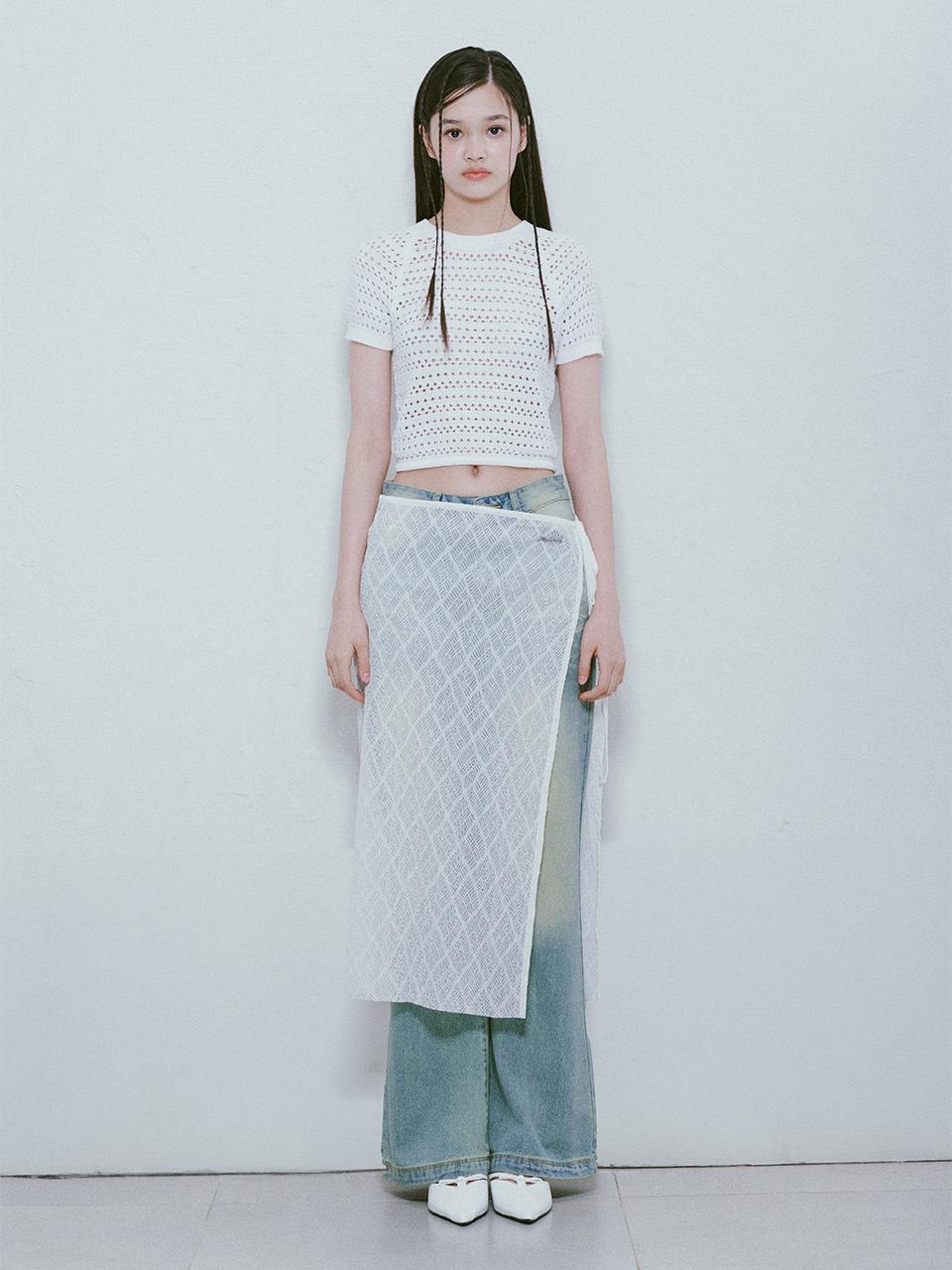 RAIVE Lace Wrap Skirt_White