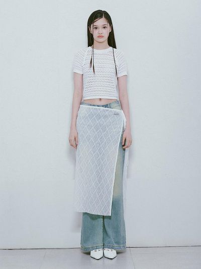 RAIVE Lace Wrap Skirt_White