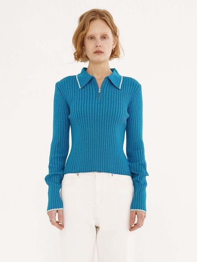 RAIVE Metallic Collar Knit_Blue