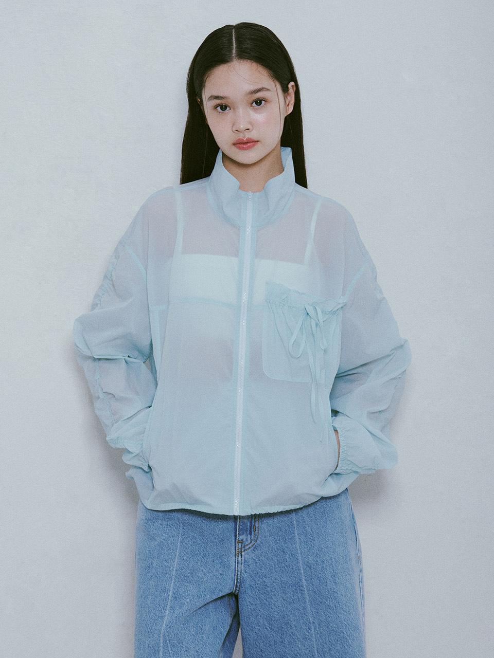 RAIVE Shirring String Wind Breaker_Sky Blue