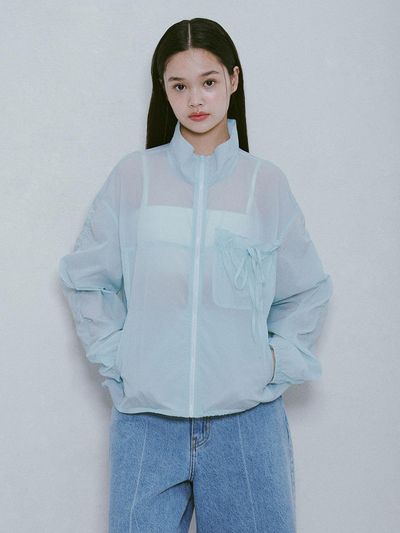 RAIVE Shirring String Wind Breaker_Sky Blue