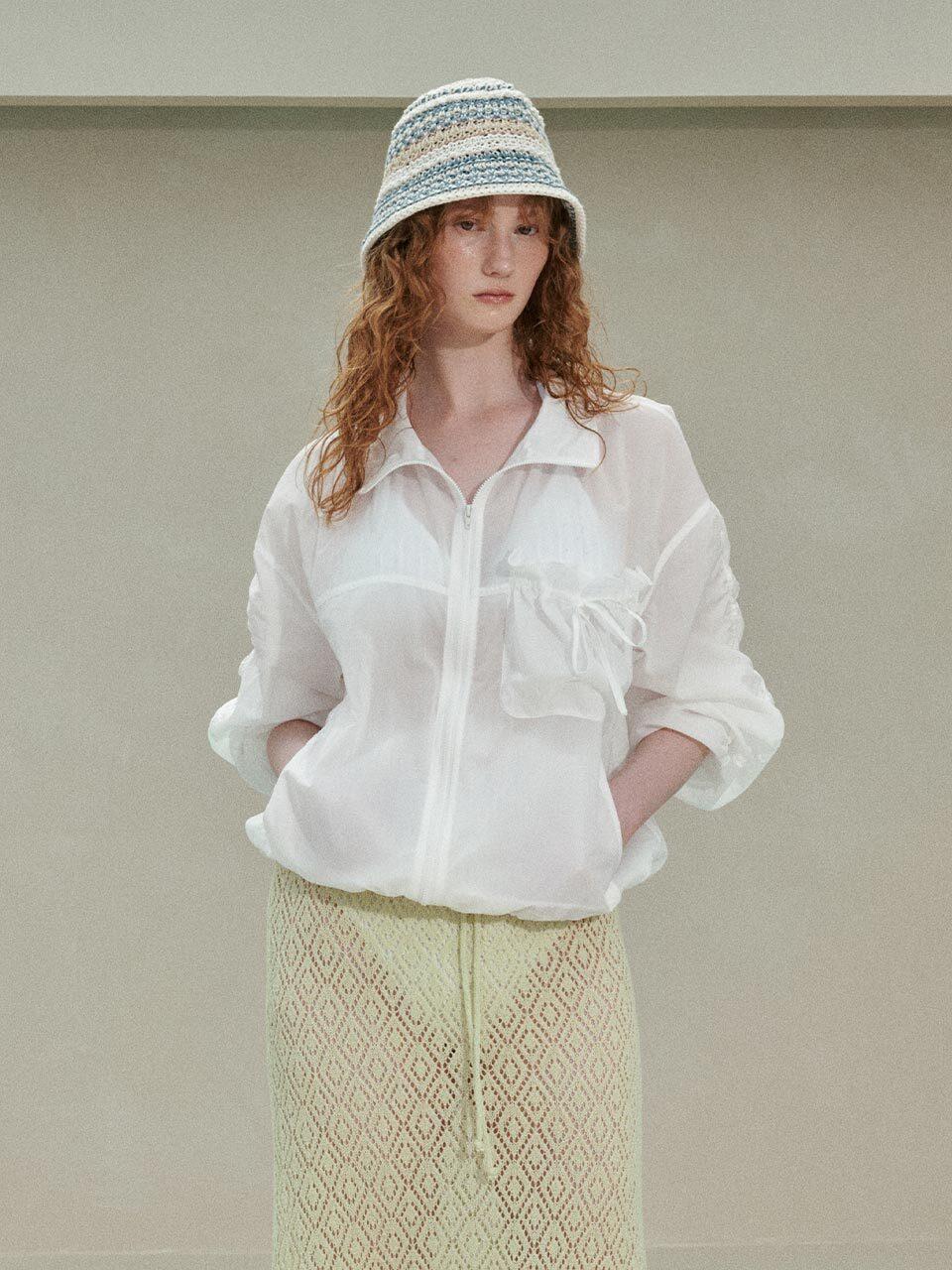 RAIVE Shirring String Wind Breaker_White