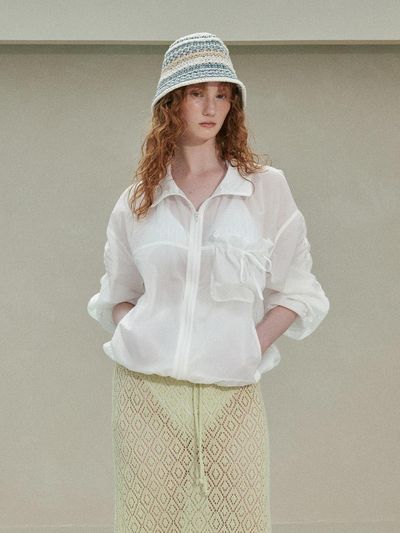 RAIVE Shirring String Wind Breaker_White