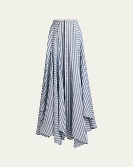 Ralph Lauren Collection Alternating Lines Umbrella Linen Skirt