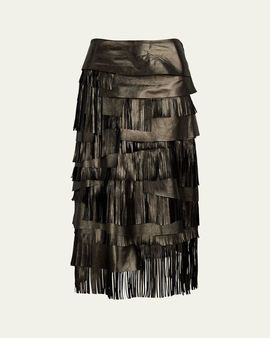 Ralph Lauren Collection Belinda Metallic Lambskin Skirt