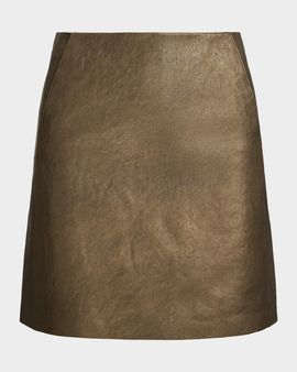 Ralph Lauren Collection Bronze Leather Mini Skirt