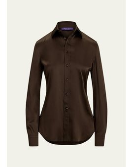 Ralph Lauren Collection Cameron II Straight Fit Charmeuse Shirt