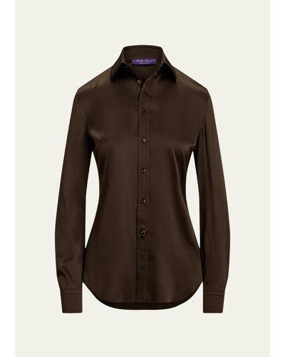 Ralph Lauren Collection Cameron II Straight Fit Charmeuse Shirt
