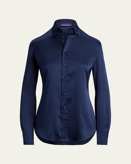 Ralph Lauren Collection Cameron Straight-Fit Silk Shirt