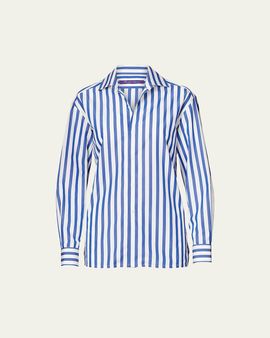 Ralph Lauren Collection Capri Relaxed-Fit Striped Cotton Shirt