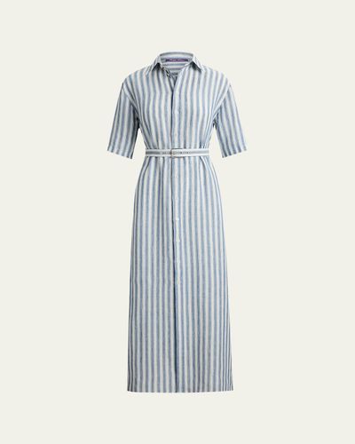 Ralph Lauren Collection Carol Striped Linen Day Dress