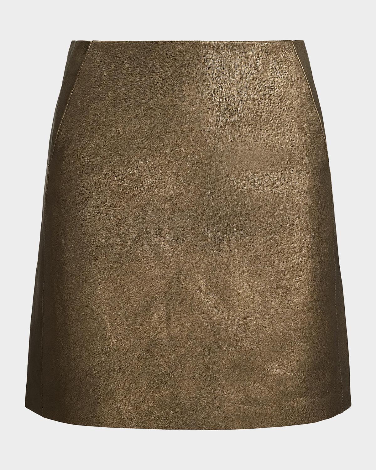 Ralph Lauren Collection Carreen Foiled Lambskin Skirt