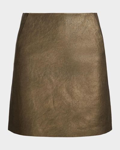 Ralph Lauren Collection Carreen Foiled Lambskin Skirt