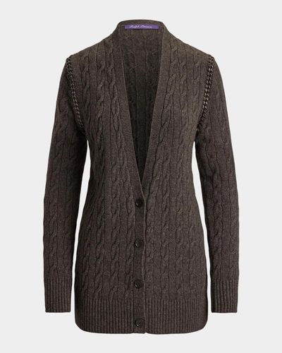 Ralph Lauren Collection Chain-Trim Cable Cashmere Cardigan