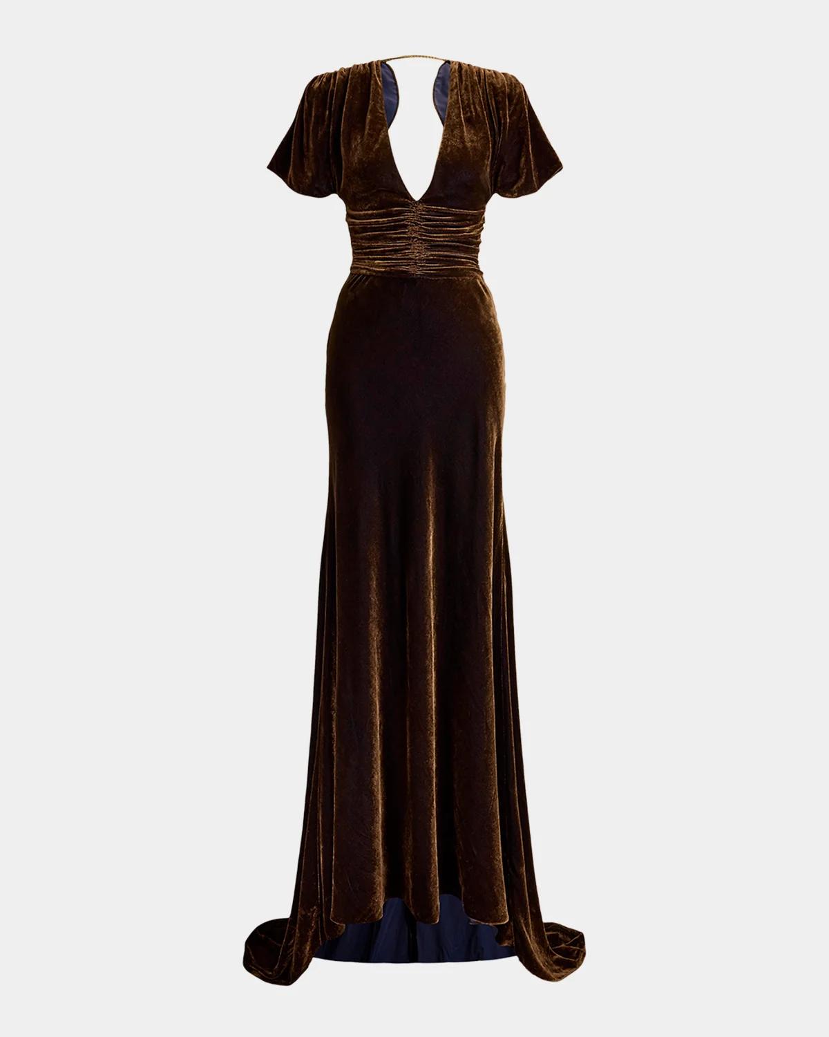 Ralph Lauren Collection Charisse Changeant Velvet Evening Dress